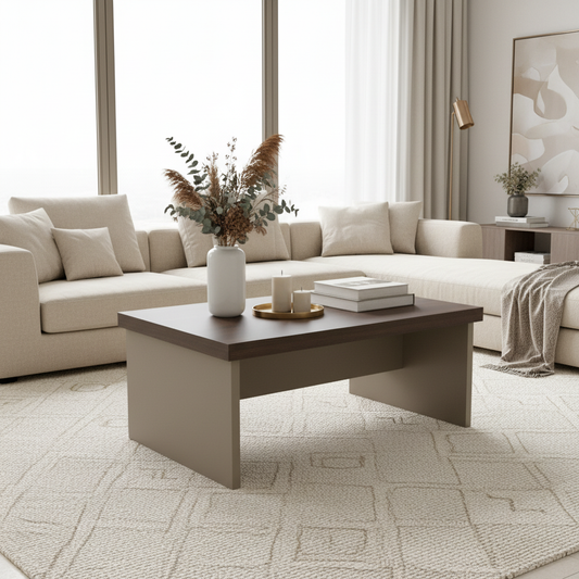 Center Table IH 1060 | Oak & Beige Coffee Table 100x60x45 cm