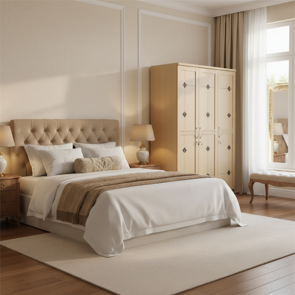 Classic Diamond 3-Door Wardrobe | Premium Bedroom Storage in UAE