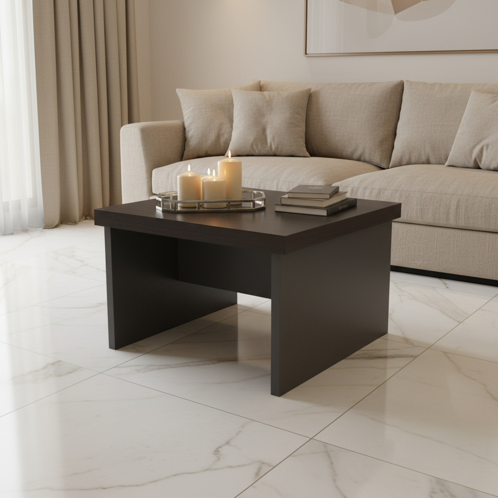 Center Table IH 6060 | Coffee & Grey | 60×60×45 cm | INFINI HOMES