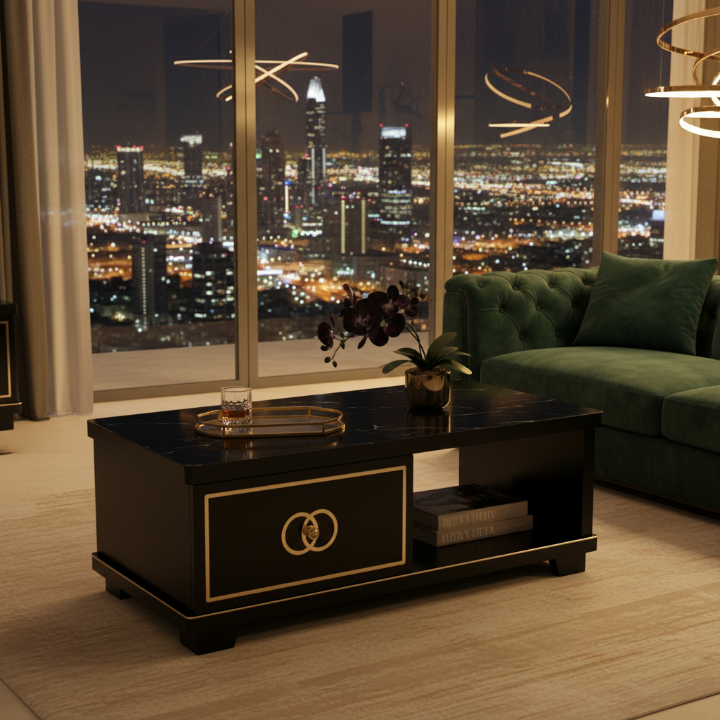 Glossy Black Center Table UAE | 120×60×45 cm | IH CT-171 – INFINI HOMES