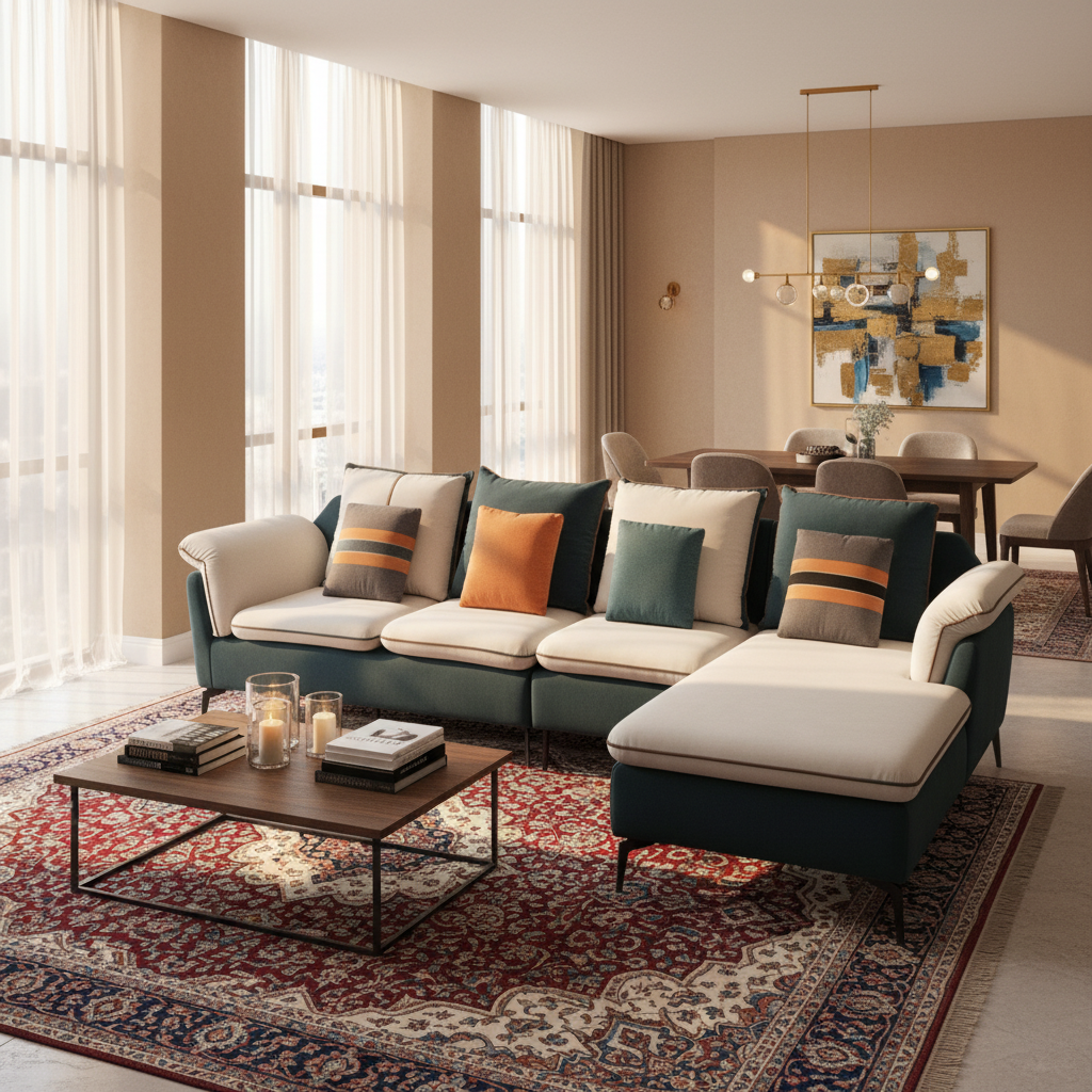 L-Shape Sofa Set IH CS 1101 | Premium Fabric Sectional Sofa UAE