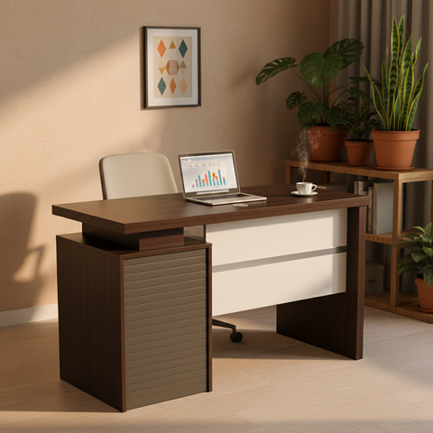 Wenge home office desk 140cm in modern UAE home setup – IH-L952-WEN work-from-home table Dubai