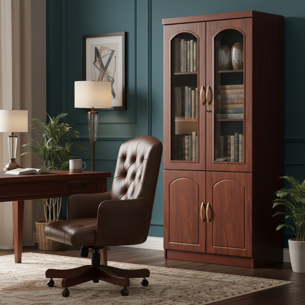 Book Cabinet with Glass Door in Home Office UAE | Office Bookcase Dubai | INFINI HOMES IH 902