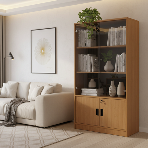 Book Cabinet with Wooden & Glass Doors | IH-BE841 | INFINI HOMES UAE