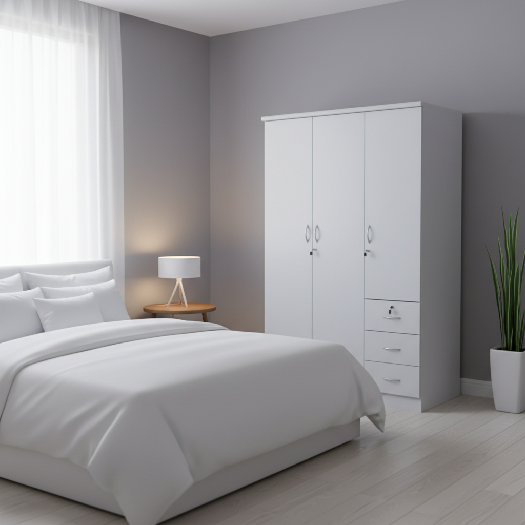 3-Door Wardrobe with Side Drawers IH-633 | INFINI HOMES