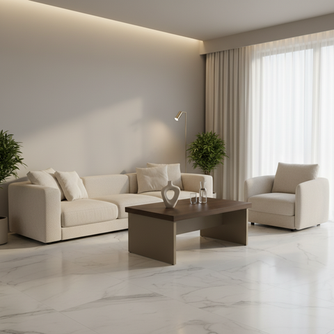 Center Table IH 1060 | Oak & Beige Coffee Table 100x60x45 cm