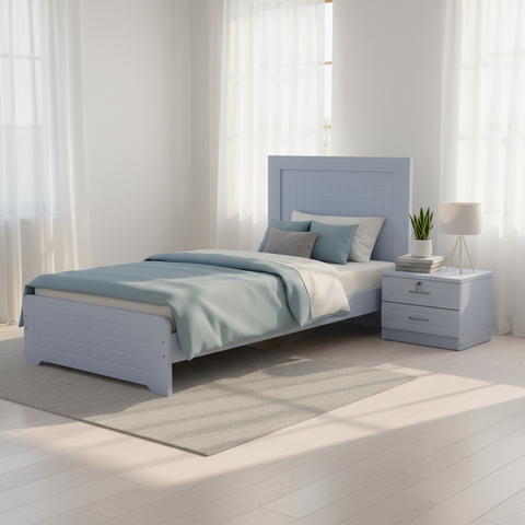 Single Wooden Bed IH 7490 in Modern UAE Apartment Bedroom – Buy Online Dubai