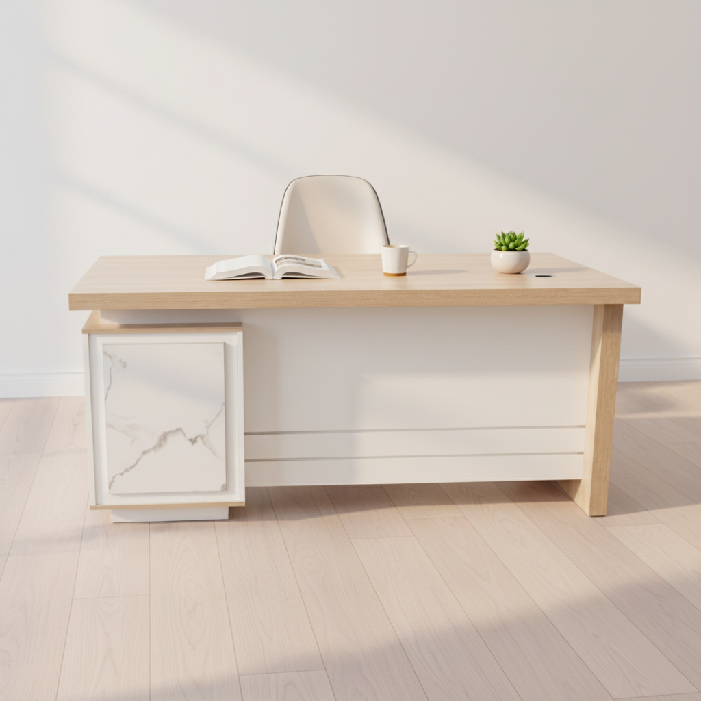 Scandinavian Office Table 140x70cm Coffee Khaki UAE | Minimalist Desk Dubai Abu Dhabi | INFINI HOMES
