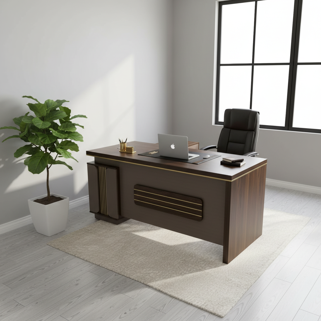 INFINI HOMES IHF725-160 Executive Office Table Wenge Grey LED – Modern Office Lifestyle UAE