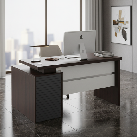 Wenge executive desk in corporate office UAE – IH-L952-WEN modern office table Dubai Abu Dhabi