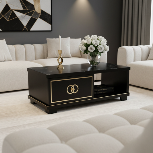 Glossy Black Center Table UAE | 120×60×45 cm | IH CT-171 – INFINI HOMES