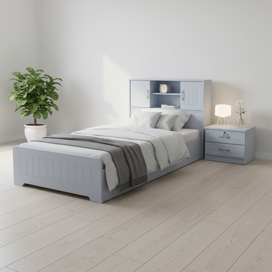 Single Wooden Bed Without Side Table | IH 808 | 190×90 cm