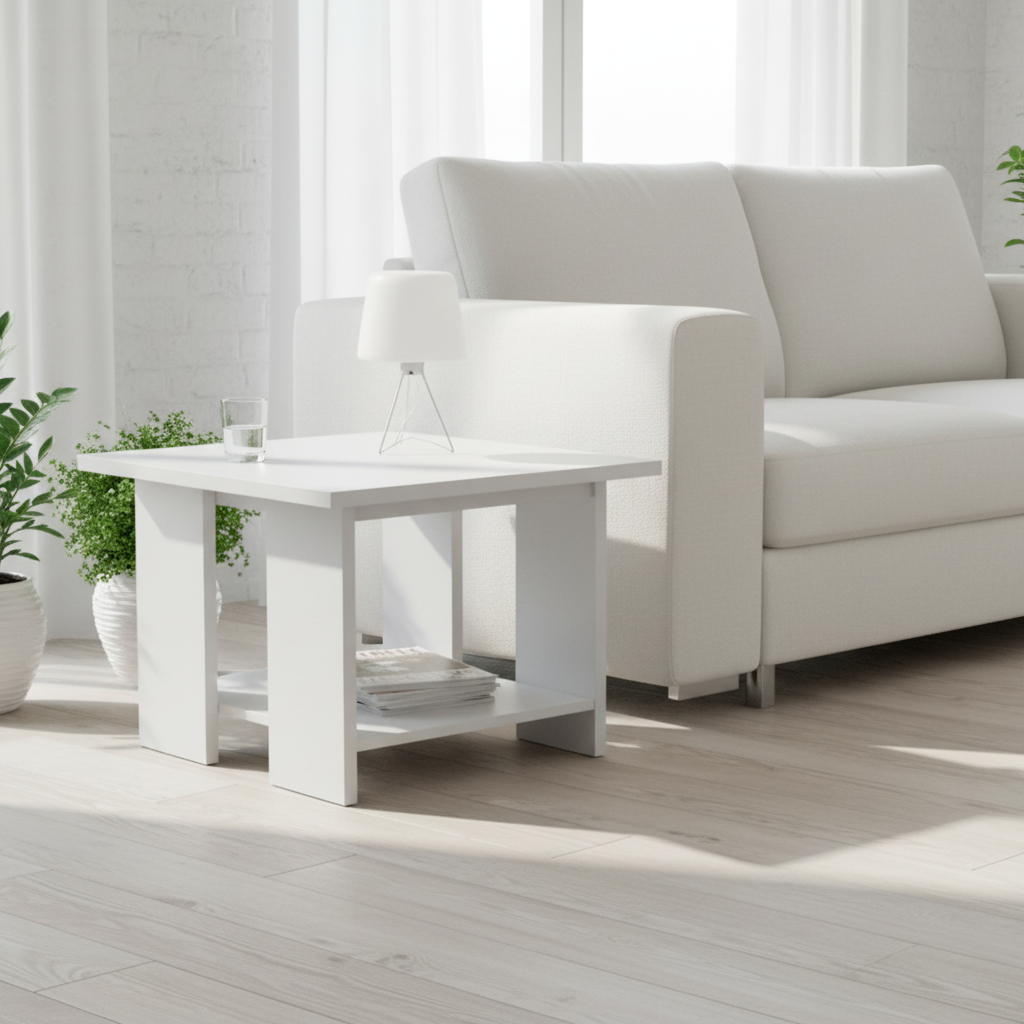 Coffee Table IH 4060 | White Square Centre Table for Living Room