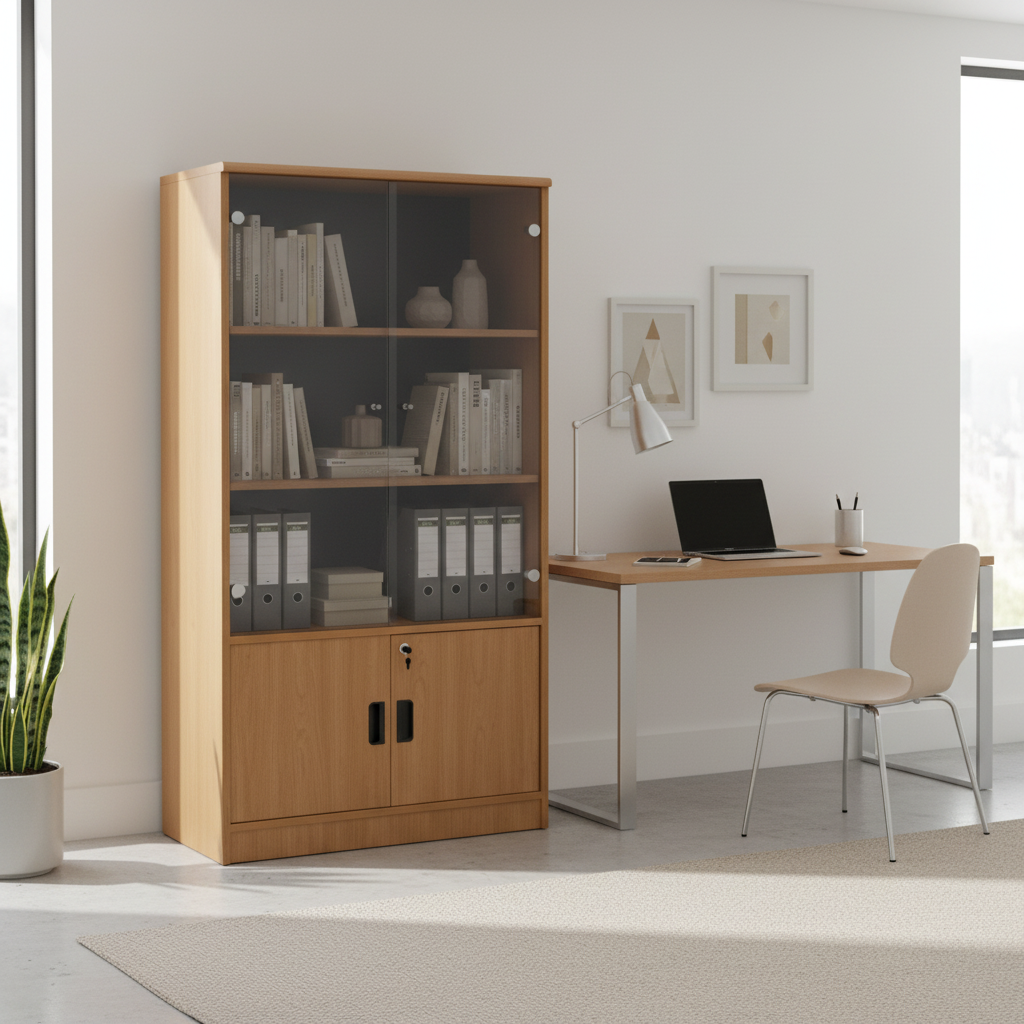 Book Cabinet with Wooden & Glass Doors | IH-BE841 | INFINI HOMES UAE