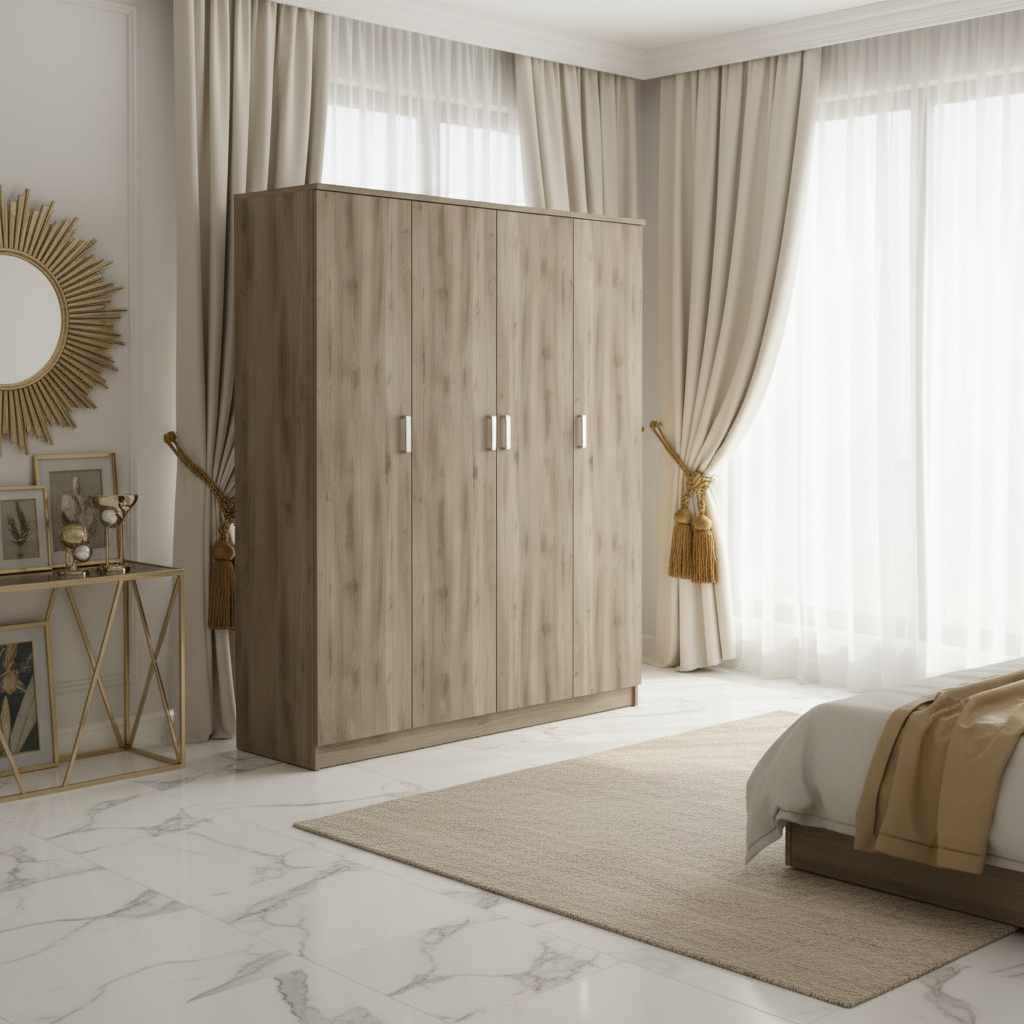 Four Door Wardrobe IH 467 in UAE Villa – Luxury Wooden Wardrobe Dubai Abu Dhabi