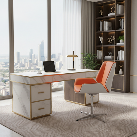 Modern Orange Visitor Chair in Office Setting – Lifestyle View | Shop in UAE