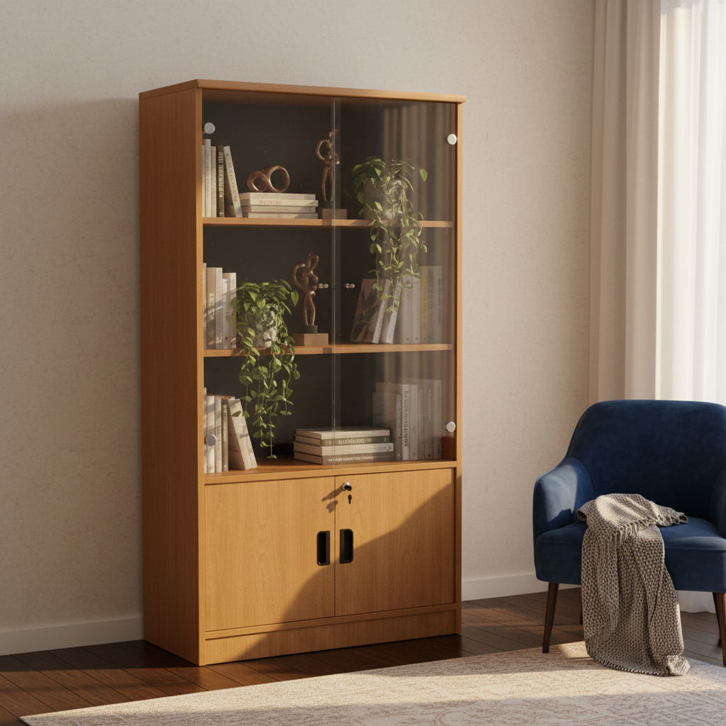 Book Cabinet with Wooden & Glass Doors | IH-BE841 | INFINI HOMES UAE