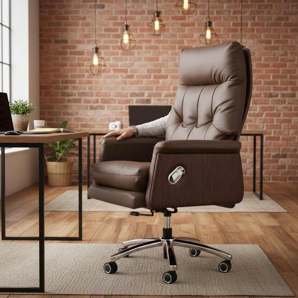 Brown Executive Chair in Co-Working Space – Premium Office Seating UAE | IH-A33H