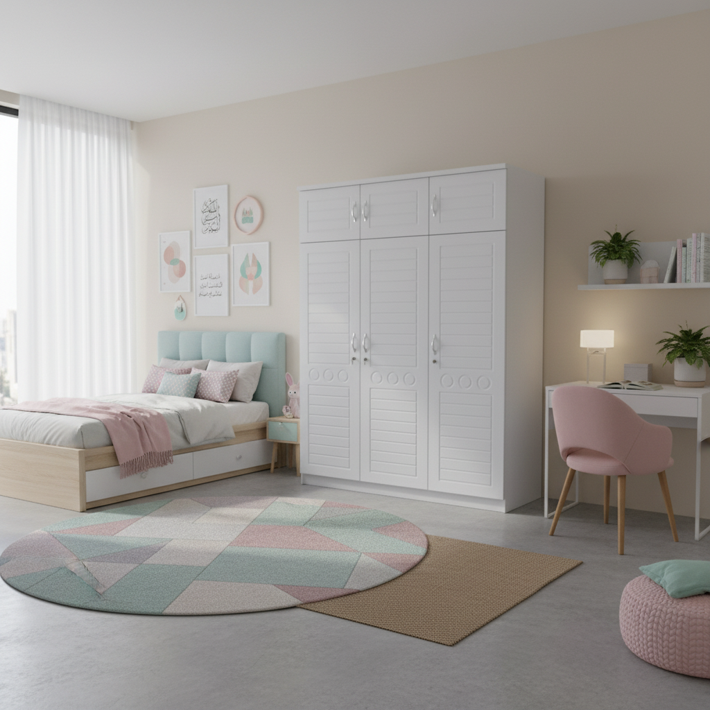 INFINI HOMES IH 761 Three Door Wardrobe with Top in White – Kids Bedroom Setup, UAE