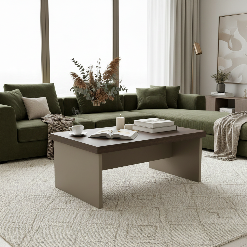 Center Table IH 1060 | Oak & Beige Coffee Table 100x60x45 cm