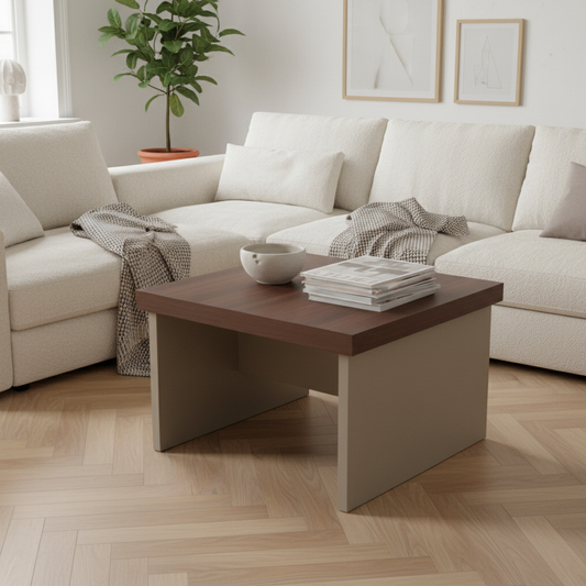 Center Table IH 6060 | Oak & Beige | 60x60x45 cm | INFINI HOMES