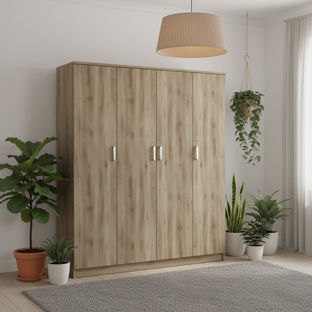 Four Door Wardrobe IH 467 Scandinavian Bedroom Style – Wooden Wardrobe Sharjah UAE