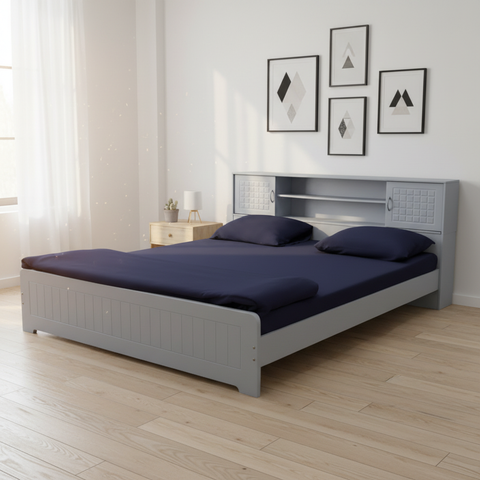 INFINI HOMES IH 706 Wooden Double Bed 180x200 cm in Scandinavian-style bedroom – Buy Online UAE