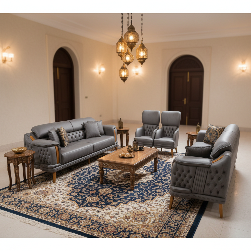 INFINI HOMES Roza Grey Sofa Set (3+3+1+1) | Premium 8-Seater Living Room Sofa UAE