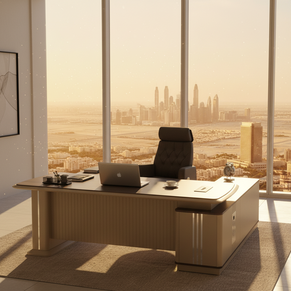Executive Office Desk Dubai Golden Hour | 1.6M Beech White Desk UAE | IH 3116