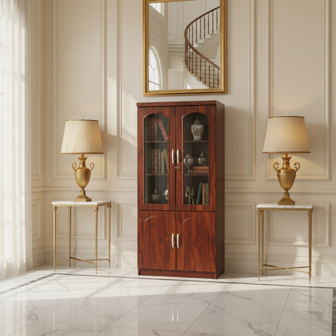 Book Cabinet with Lockable Glass Door in Entryway UAE | Hallway Storage Cabinet Dubai | INFINI HOMES IH 902