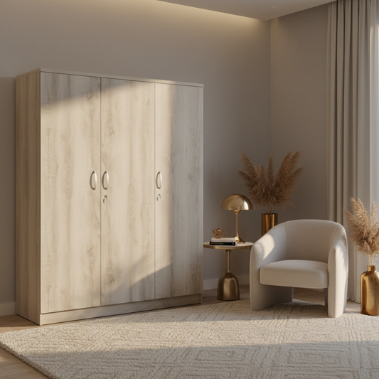 Three Door Wooden Wardrobe IH 933 | Premium Bedroom Storage UAE