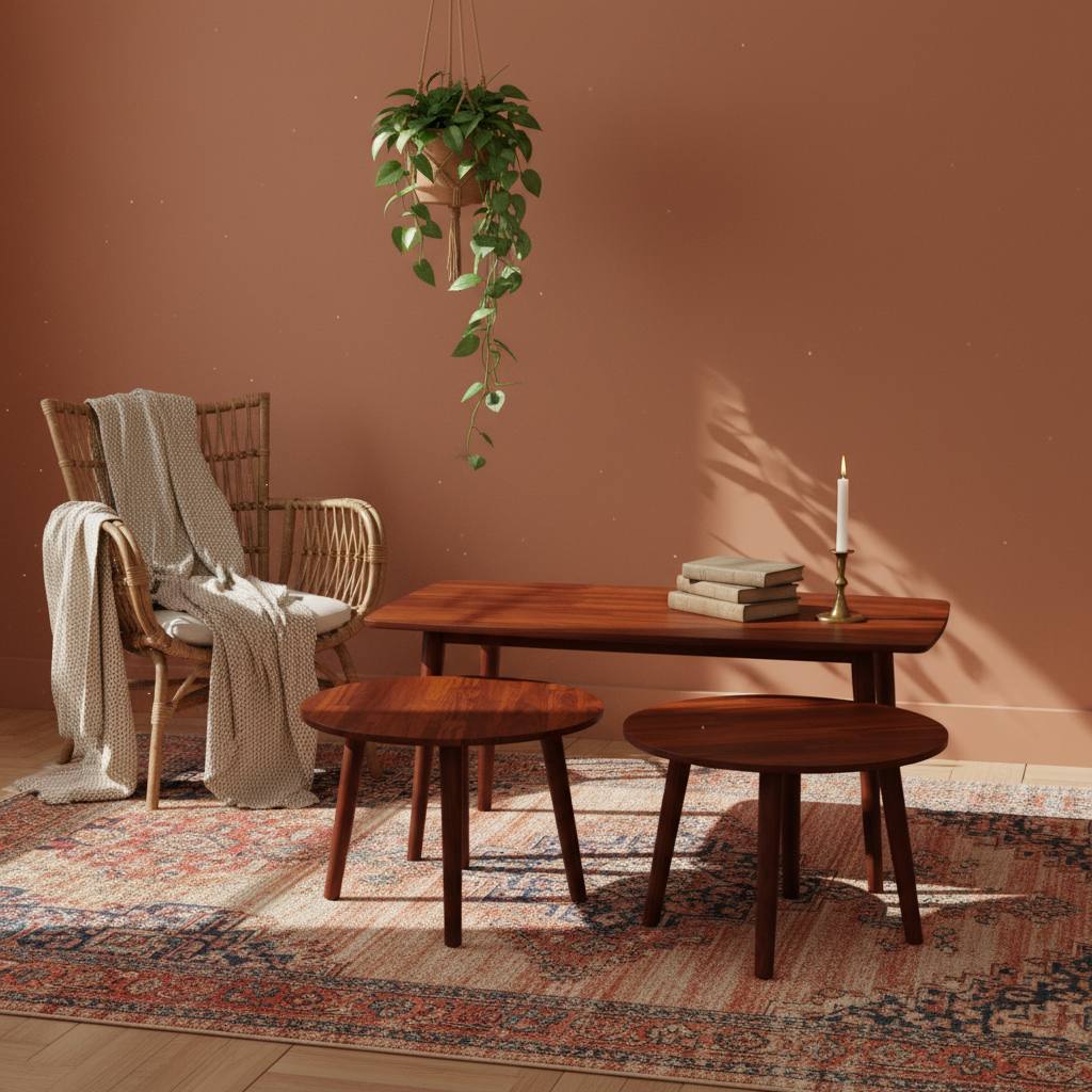 Cherry Coffee Table Set (1+2) | IH 808 | 120x60x45 & 60x60x45 cm