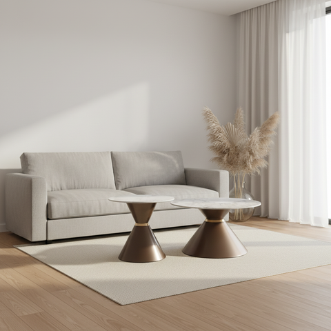 Coffee Table Set of 2 – IH 501 | Gun Metal Nesting Tables | INFINI HOMES UAE