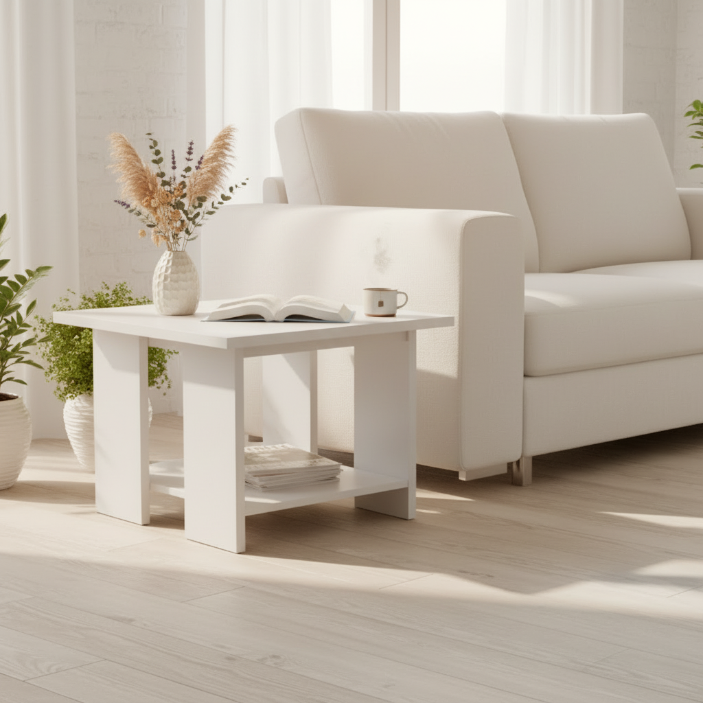 Coffee Table IH 4060 | White Square Centre Table for Living Room