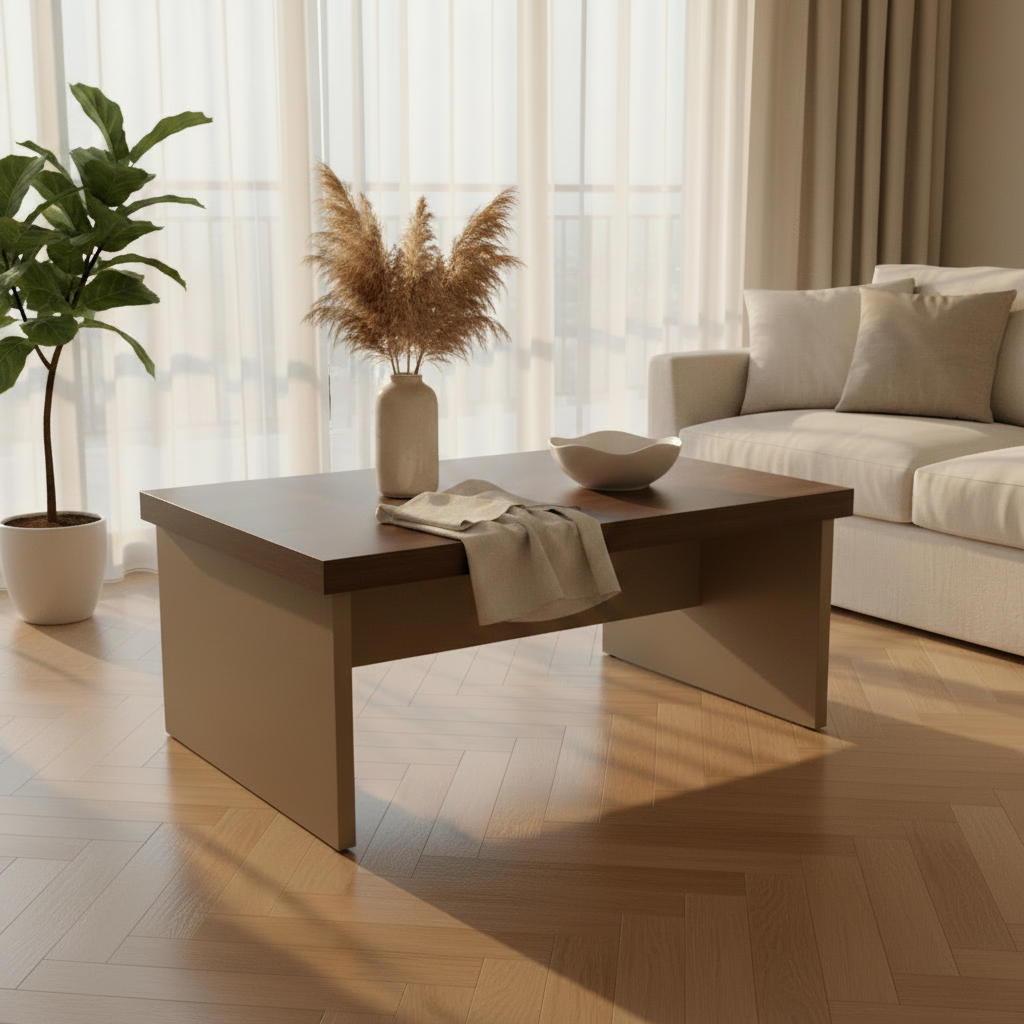Center Table IH 1060 | Oak & Beige Coffee Table 100x60x45 cm