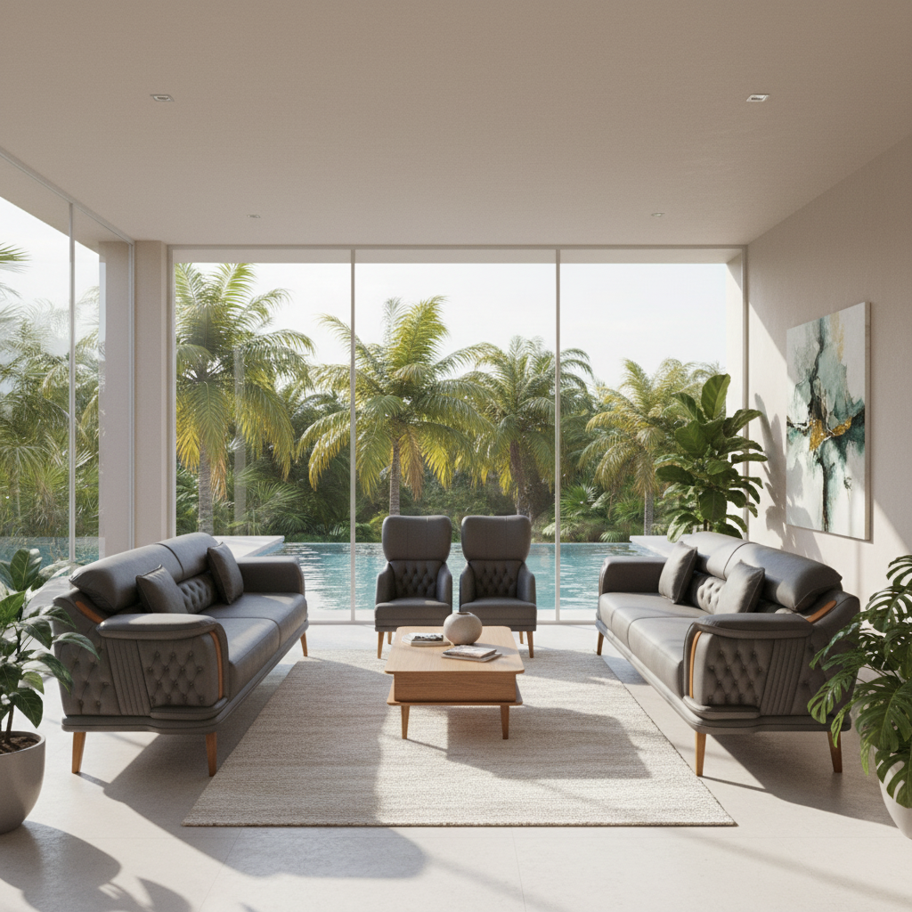INFINI HOMES Roza Grey Sofa Set (3+3+1+1) | Premium 8-Seater Living Room Sofa UAE