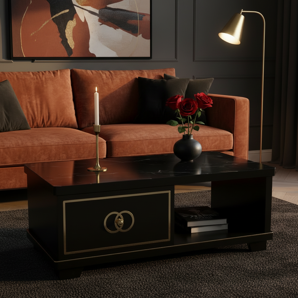Glossy Black Center Table UAE | 120×60×45 cm | IH CT-171 – INFINI HOMES