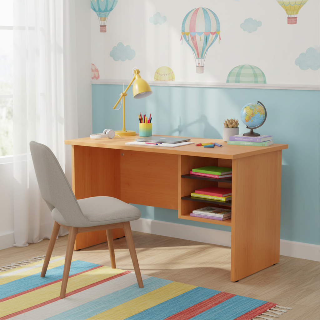 INFINI HOMES IH 103 Wooden Study Desk with open shelves in a kids' room – children's desk UAE home delivery