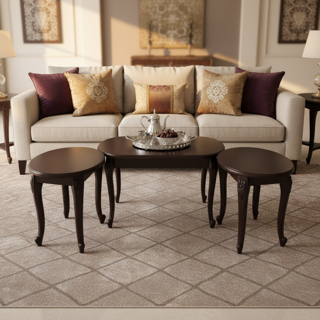 Mahogany Coffee Table Set (1+2) | IH 6006 – INFINI HOMES UAE