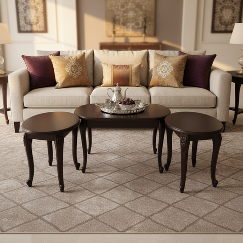 Mahogany Coffee Table Set (1+2) | IH 6006 – INFINI HOMES UAE
