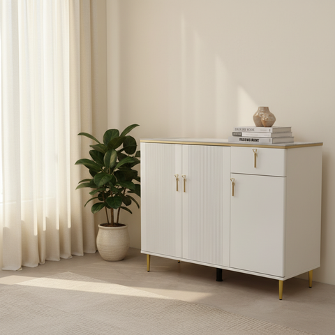 High Gloss Shoe Cabinet with Ceramic Top | IH S-81 | White