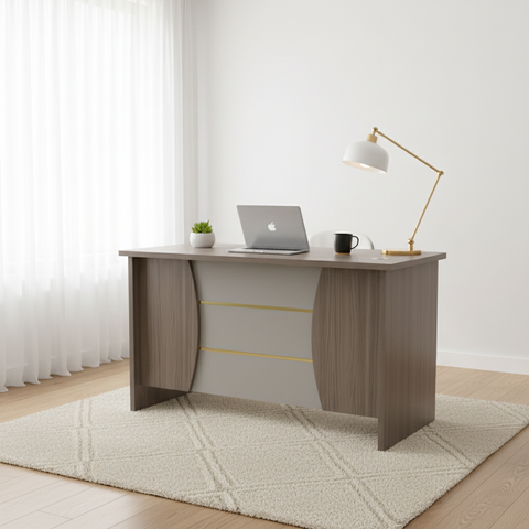 Office Table 120cm | Oak & Khaki Work Desk | IH 7012