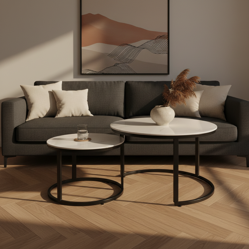 COFFEE TABLE (1+1), IH-6 | Sintered Stone | 70x70 & 50x50 cm