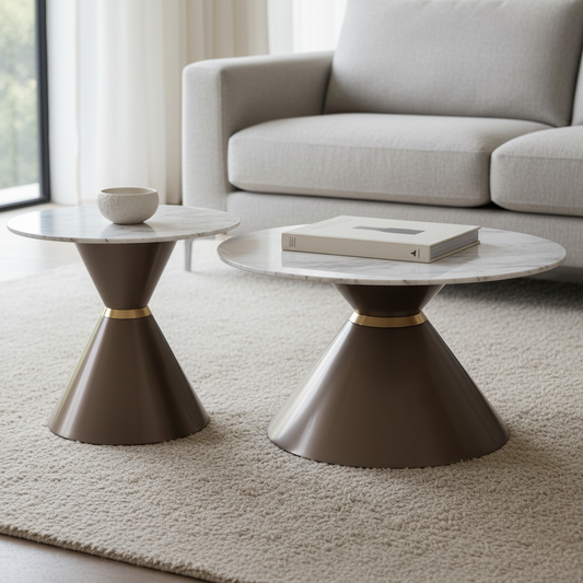 Coffee Table Set of 2 – IH 501 | Gun Metal Nesting Tables | INFINI HOMES UAE
