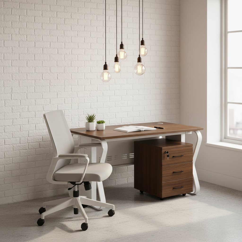 Modern Office Desk IH 327 Walnut White - Premium Executive Desk UAE