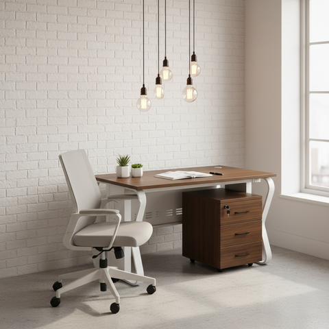 Modern Office Desk IH 327 Walnut White - Premium Executive Desk UAE