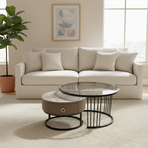 Luxury Coffee Table Set in Bright Modern Living Room – Dubai Abu Dhabi UAE