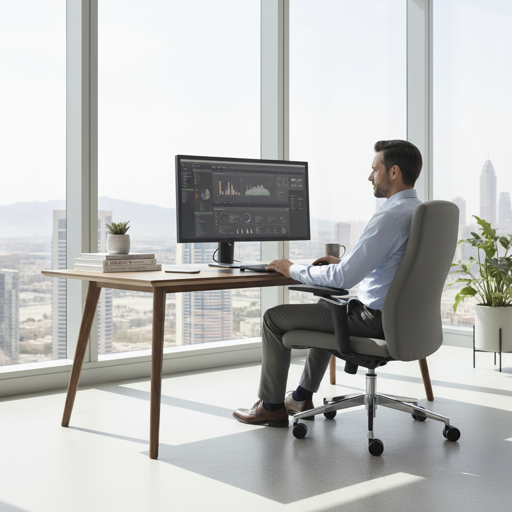 Premium Office Chair Grey | Ergonomic Desk Chair UAE | IH A015 GRY