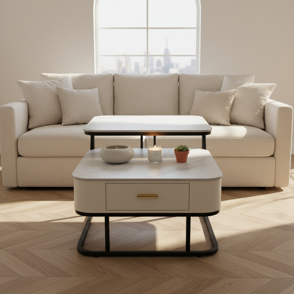 Coffee Table Set (1+1) | IH 95 | White | 70x70x45 & 60x60x37.5 cm