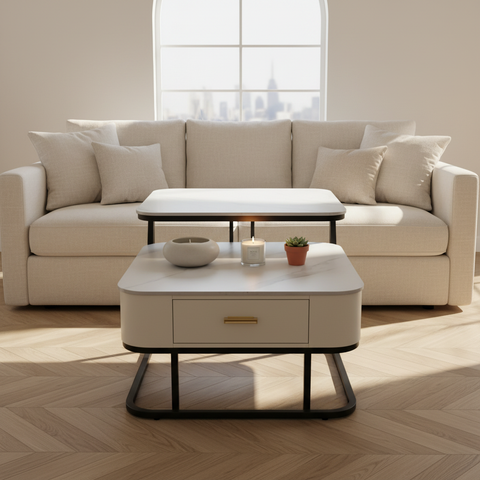 Coffee Table Set (1+1) | IH 95 | White | 70x70x45 & 60x60x37.5 cm